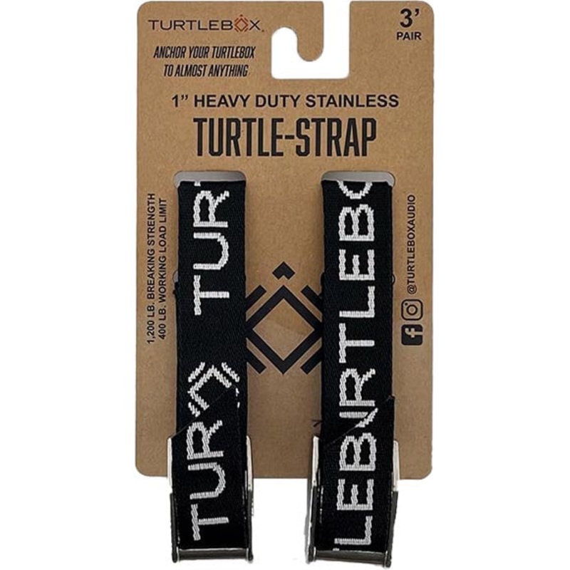 Turtlebox Audio Waterproof Bluetooth Speaker Tie Down Straps – 2 Pack Black