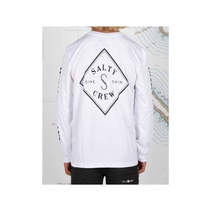 SALTY CREW YOUTH TIPPET L/S PERFORMACE WHITE XL