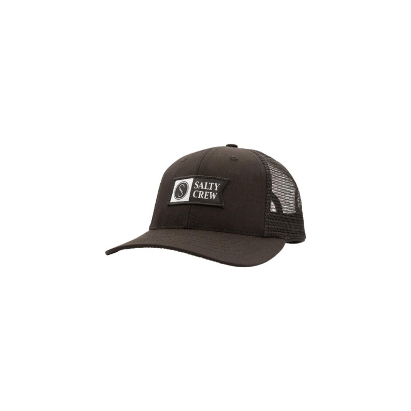 SALTY CREW YOUTH PINNACLE RETRO TRUCKER HAT CHARCOAL / BLACK