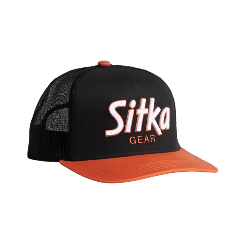Sitka 90’s Script Hi Pro Trucker Black Orange One Size