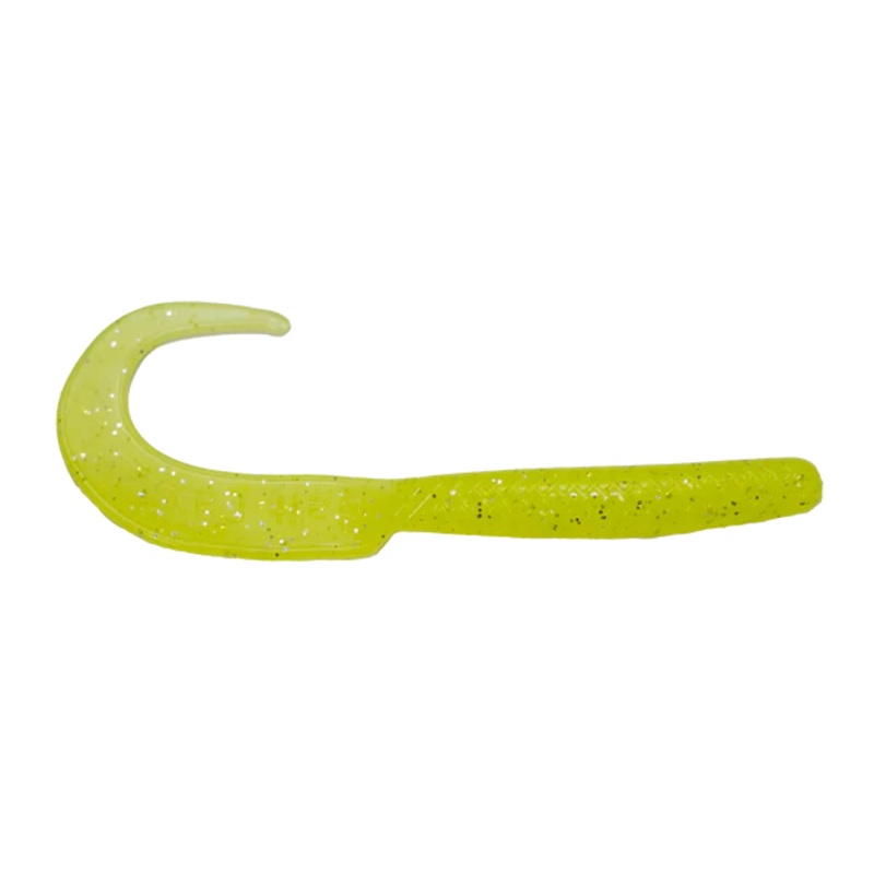 Bait Cave Customs 4″ Saber Tail (8 Pk) Chartreuse & White