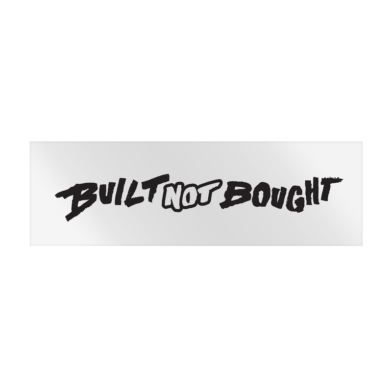 “Built Not Bought” Horizontal Monochrome Rod Decals Black