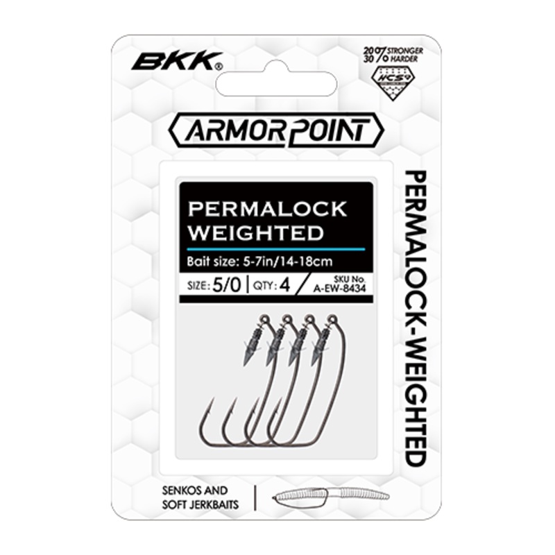 BKK ARMOR POINT PERMALOCK WEIGHTED WORM HOOK 1/0