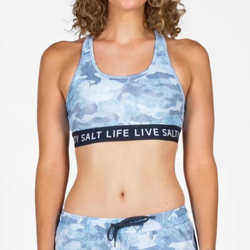 SALT LIFE INTO THE ABYSS SPORTS BRA BLUE XS