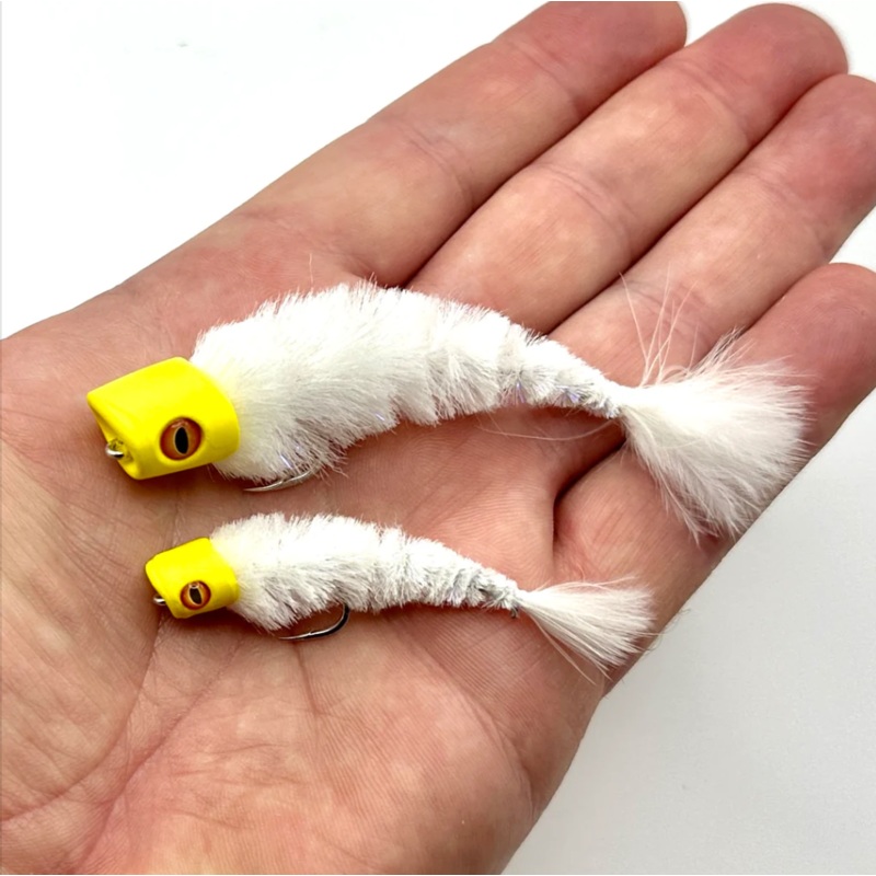 Fly Men Chocklett’s Game Changer Popper White SMALL #2 hook and 3″