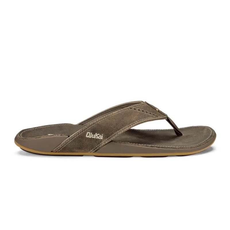 OLUKAI NUI LEATHER SANDALS CLAY 8