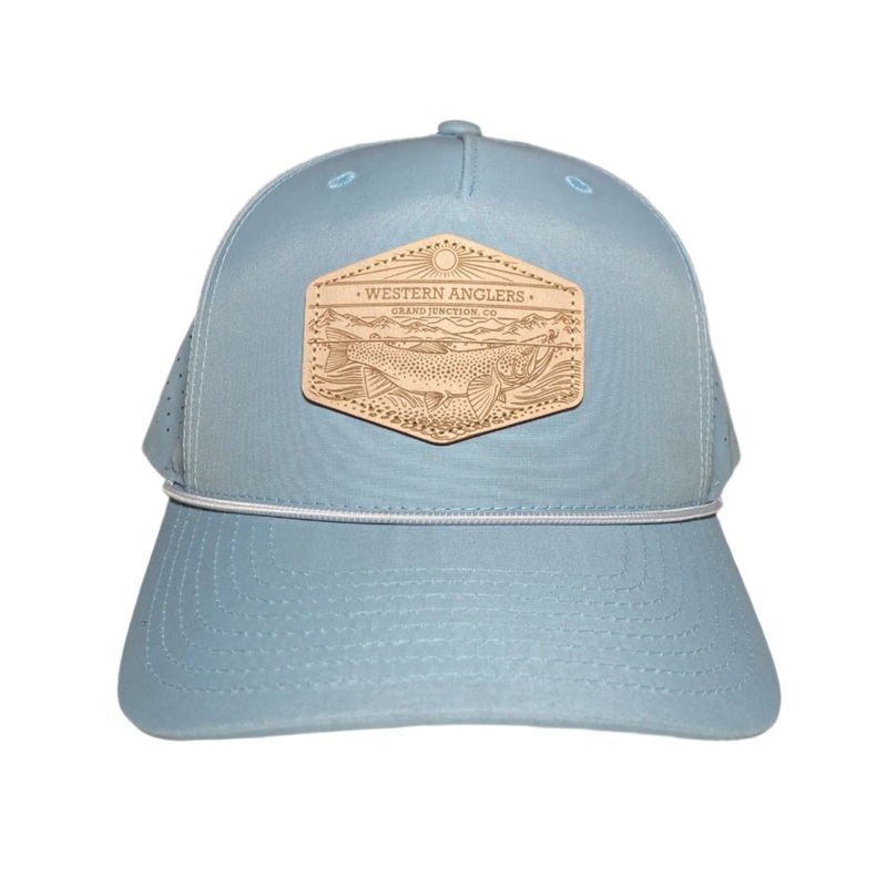 Western Anglers – Richardson Hat – Leather Patch – Smoke Blue Smoke Blue/Grey-White Genuine Leather – Casey Underwood – Ringe Riser OSFM