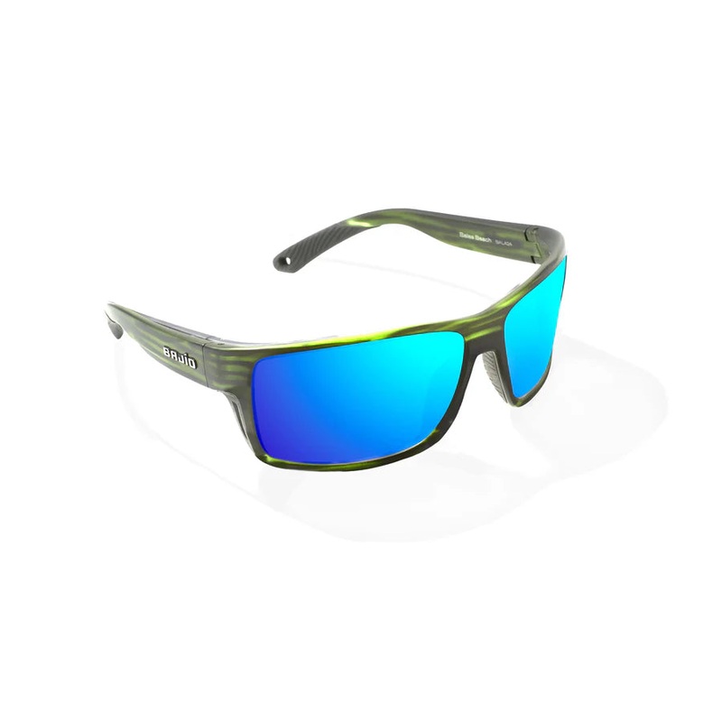 Bajio – Bales Beach – Sunglasses – Green Stripe/BlueMirror/Glass Green Stripe Matte Blue Mirror Glass/Large
