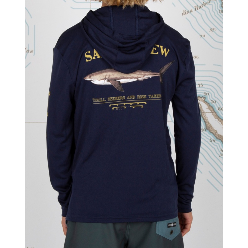 SALTY CREW YOUTH BRUCE HOOD L/S PERFORMACE MACKEREL L