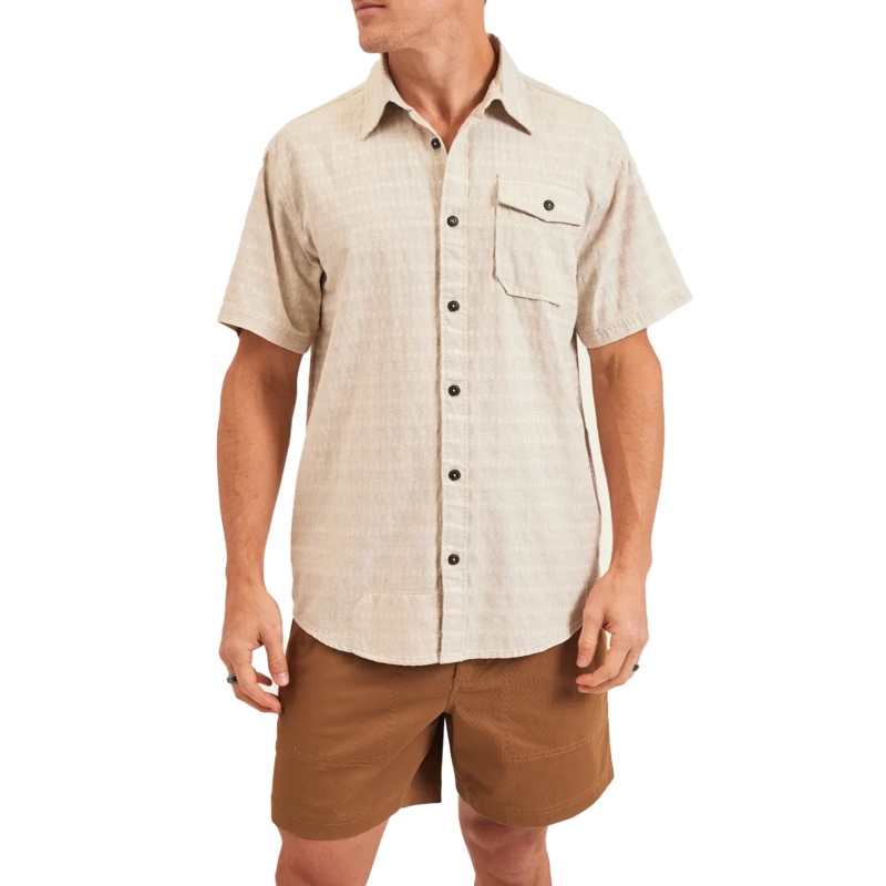 Howler Brothers San Gabriel Shortsleeve Shirt Diamond Dobby : Off White S