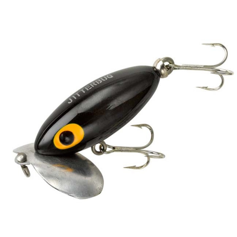 Arbogast Jitterbug Clicker 2 inch Wakebait Black 2 inch