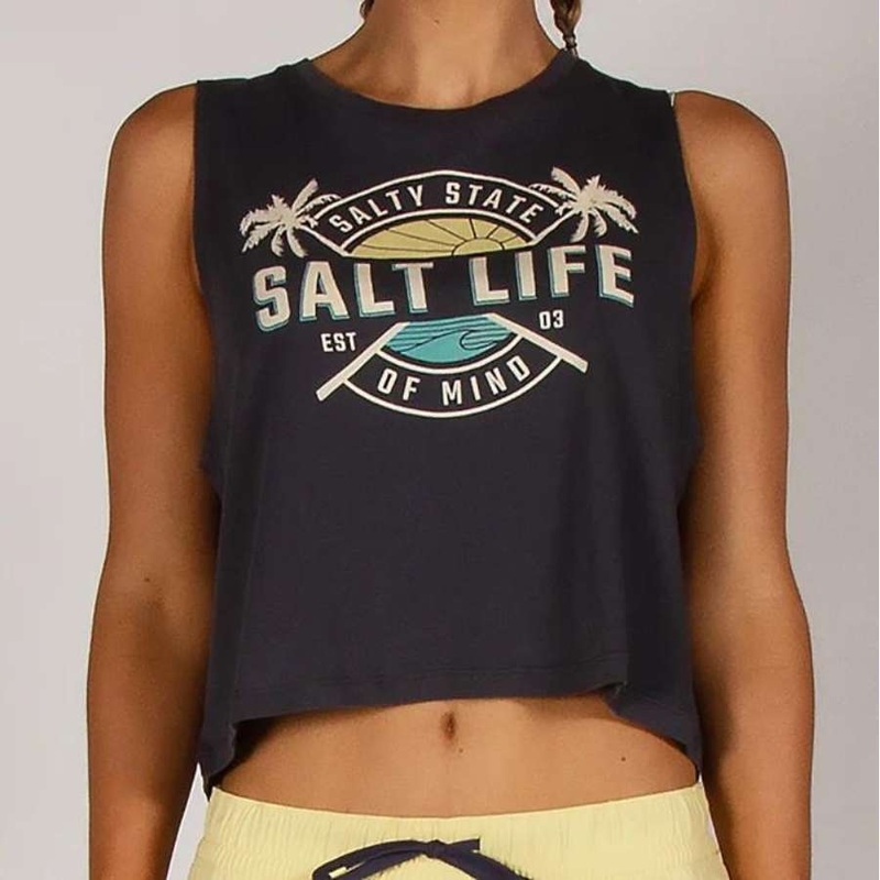 SALTY LIFE FIRST LIGHT MUSCLE TANK EBONY L
