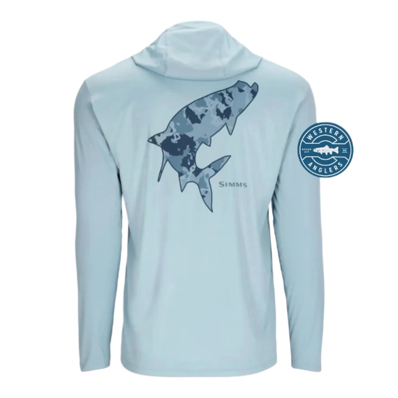 Simms – M’s tech Hoody – Artist Series – (Western Anglers Logo) Steel Blue/Tarpon R Camo Neptune M