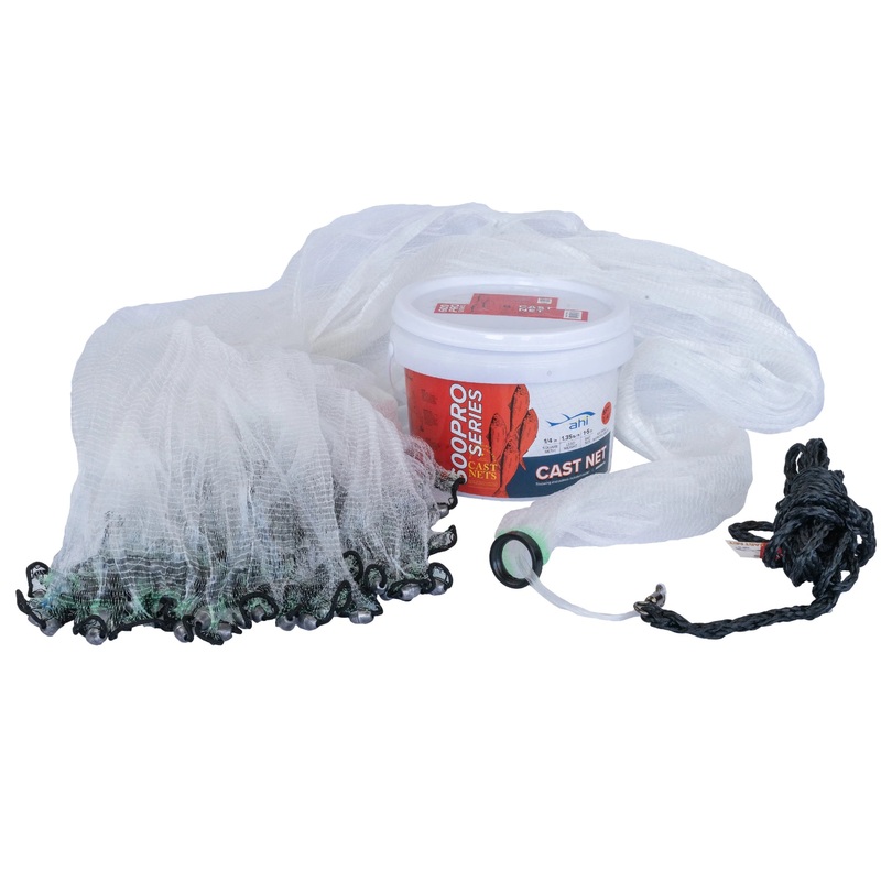 Ahi 600 Pro Series 6 Panel Cast Net, 7′ Clear Mono Net, 1/4″ Mesh