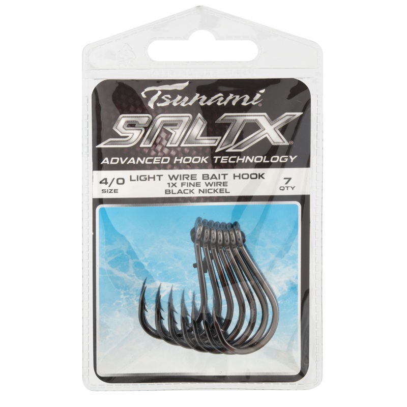 Tsunami SaltX Light Wire Bait Hook 1/0 – 9ct