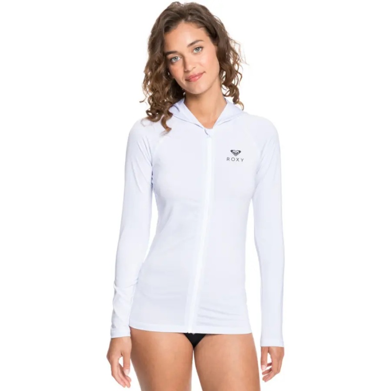 ROXY ESSENTIALS HOODIE L/S ZIP-UP RASHGUARD BRIGHT WHITE XS