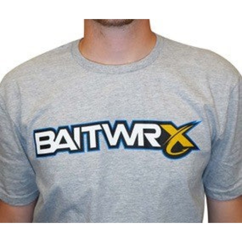 Bait-Wrx Short Sleeve Cotton Tee, Light Grey – NEW Logo! Small