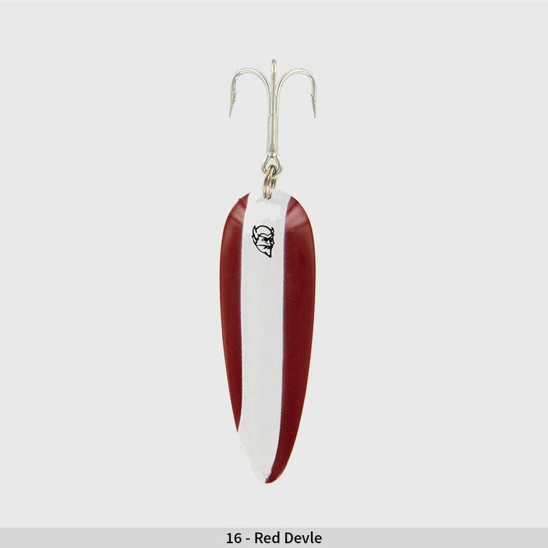 Dardevle Spoons Red White Stripe W/ Nickle Back Length: 2-7/8″ Weight: 3/4oz