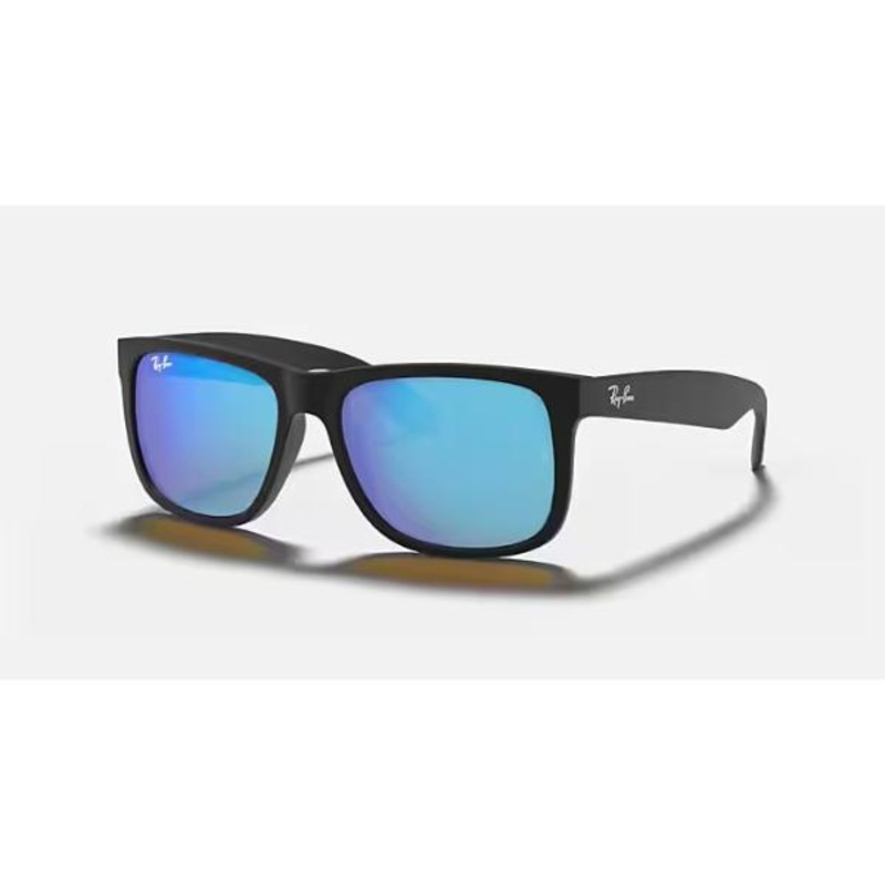 RAY-BAN JUSTIN COLOR MIX POLORIZED SUNGLASSES RUBBER BLACK BLUE FLASH