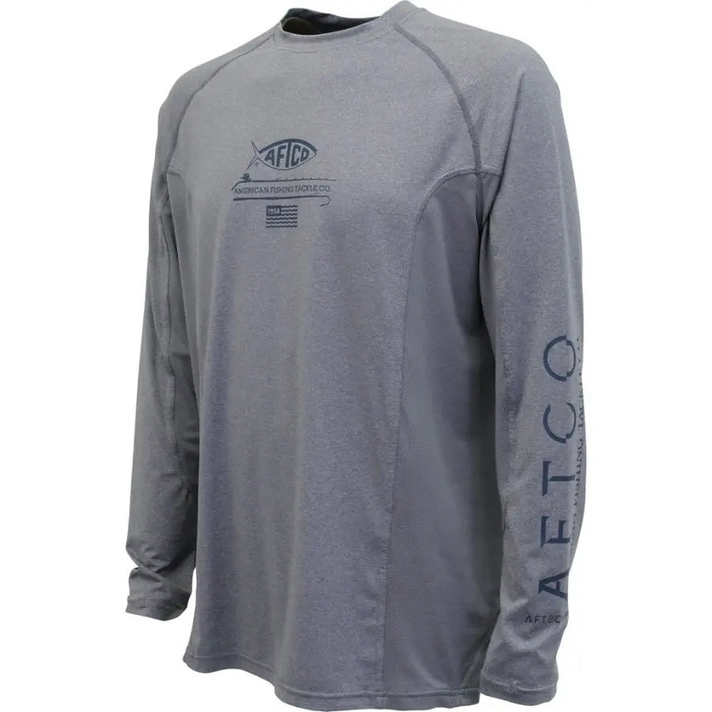 AFTCO BARRACUDA GEOCOOL L/S PERFORMANCE GRAY HEATHER XL