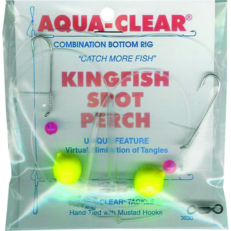 Aqua Clear Hi/Lo Rig Kingfish /Spot/Perch Float/Red Bead Size 8 Chartreuse
