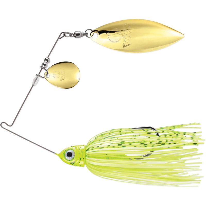 VMC Redline Series Colorado Willow Spinnerbait – 1/2 oz Chartreuse & White Shad – Nickel Gold Blades 1/2 oz