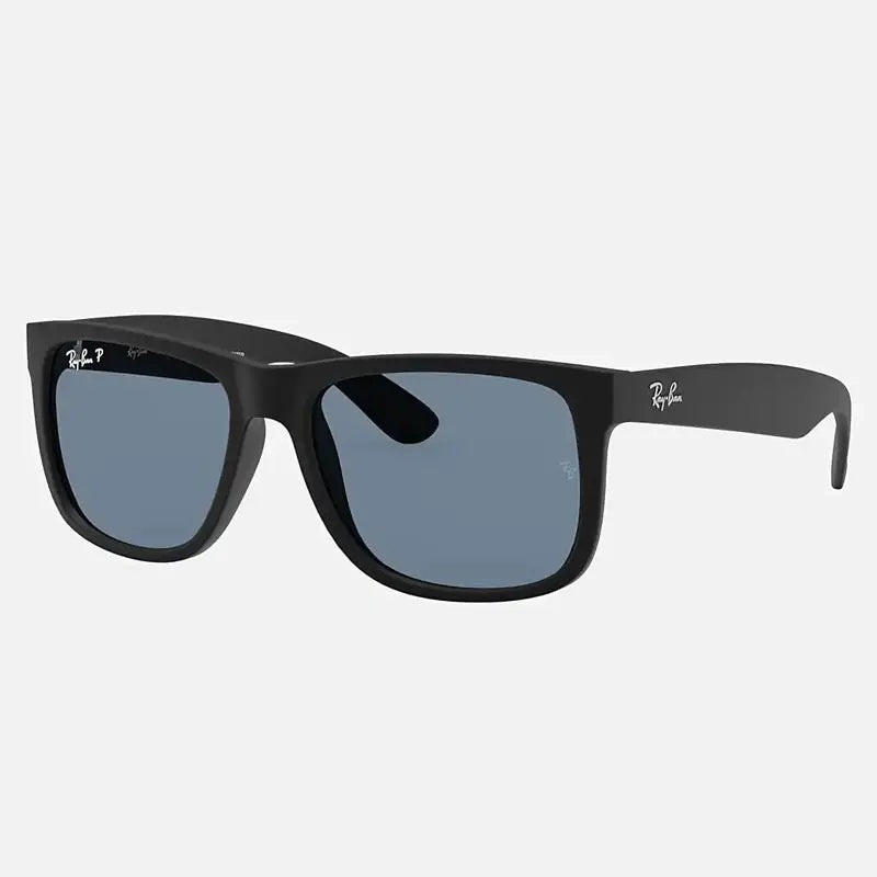 RAY-BAN JUSTIN CLASSIC COLORIZED SUNGLASSES BLACK BLUE POLORIZED