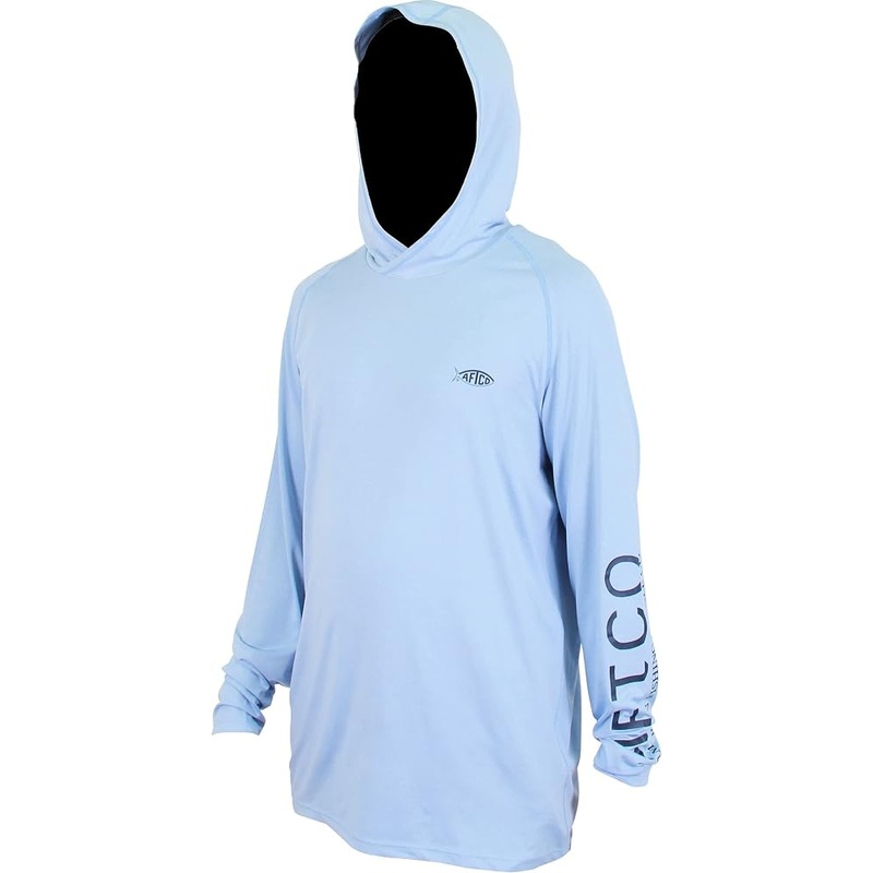 AFTCO MEN’S SAMURAI 2 HOODED LONG SLEEVE SHIRT Magnum Blue Heather – Medium