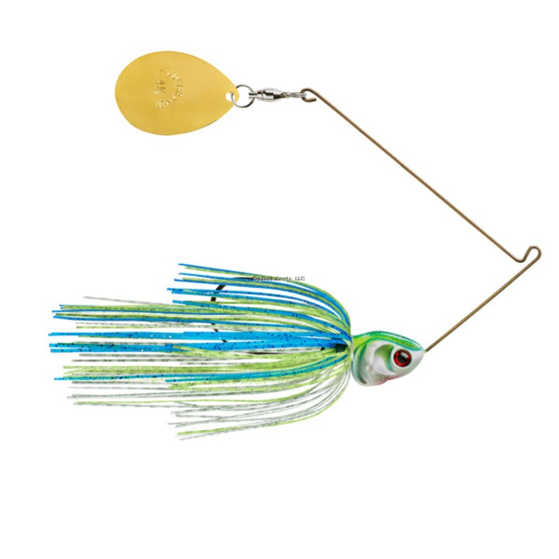 Booyah Covert Spinnerbait, 4″, 1/2oz, White/Chartreuse/Blue