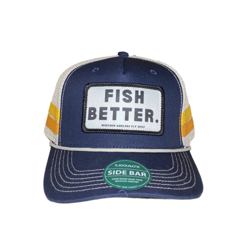 Fish Better – Western Anglers – Hat – Navy Navy/Gold/Orange Trucker