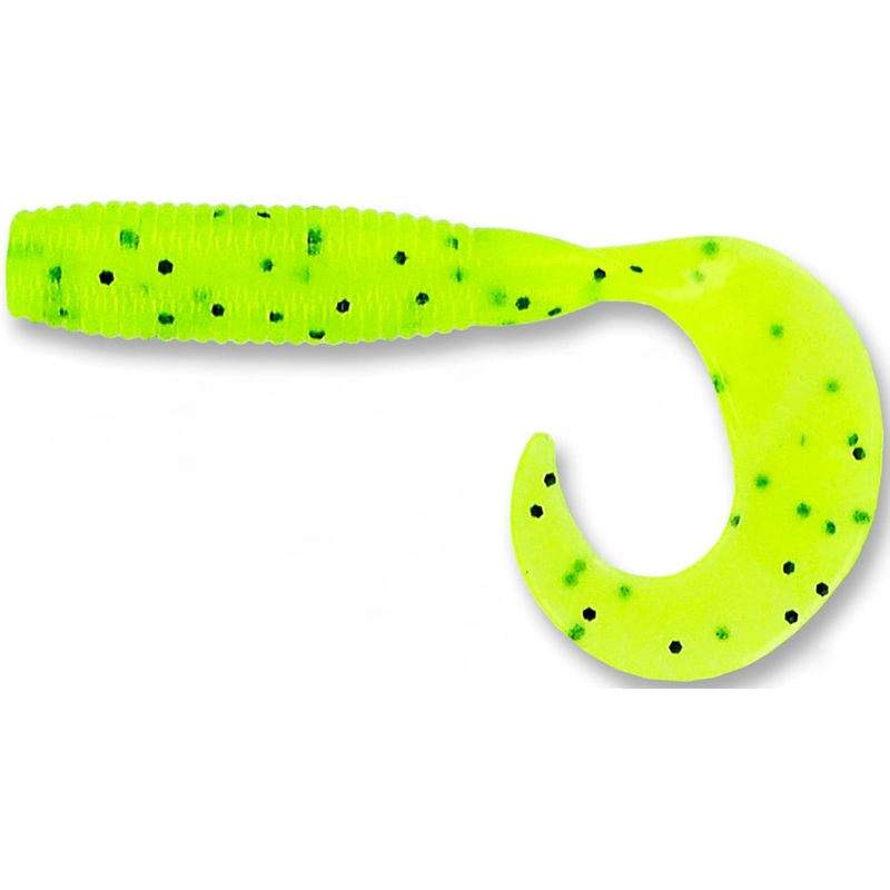 Yamamoto Single Tail Grub, 4″, 20pk, Chartreuse w/Large Black Flake