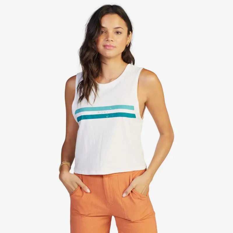 ROXY DIA STRIPE TANK TOP SNOW WHITE XS