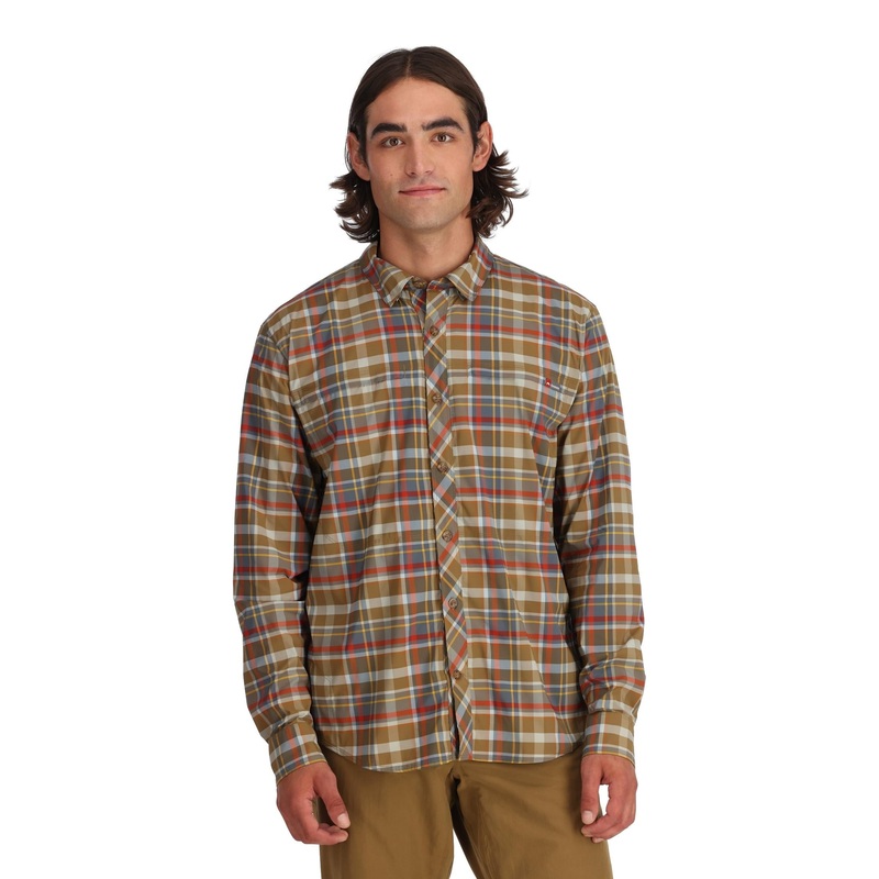 Simms M’s Bugstopper Stone Cold LS Shirt Simms Chestnut Multi Plaid S