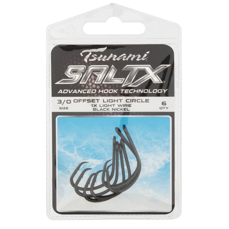 Tsunami SaltX Offset Light Circle Hook 1/0 – 8ct