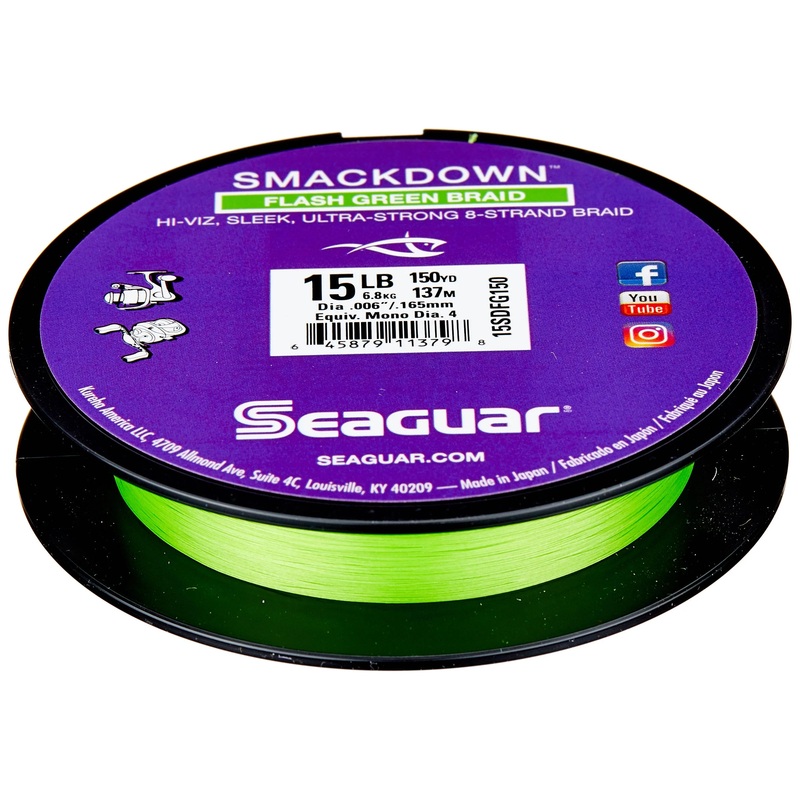 Seaguar Smackdown Hi-Vis Flash Green Braided Fishing Line 150yd 10lb