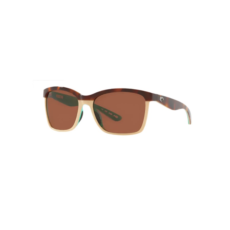COSTA ANAA POLARIZED SUNGLASSES SHINY RETRO TORT CREAM MINT GREEN MIRROR POLYCARBONATE (580P) GREEN MIRROR POLYCARBONATE (580P)