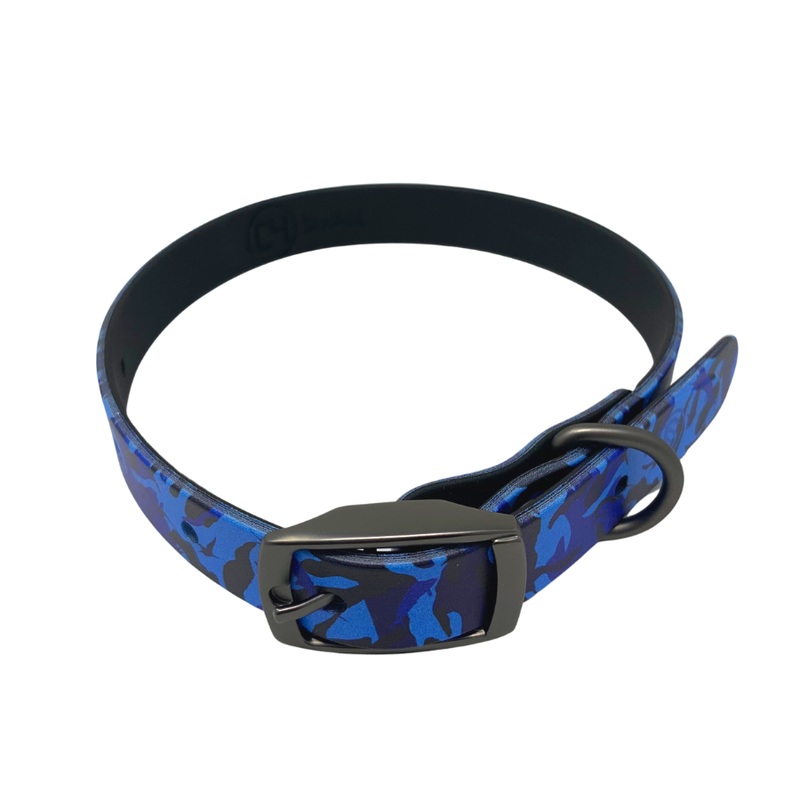 SCALES PET COLLAR FRIGATE CAMO BLUE M