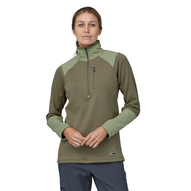 Patagonia W’s L/S R1 Fitz Roy 1/4 Zip Smolder Blue / SMDB XS