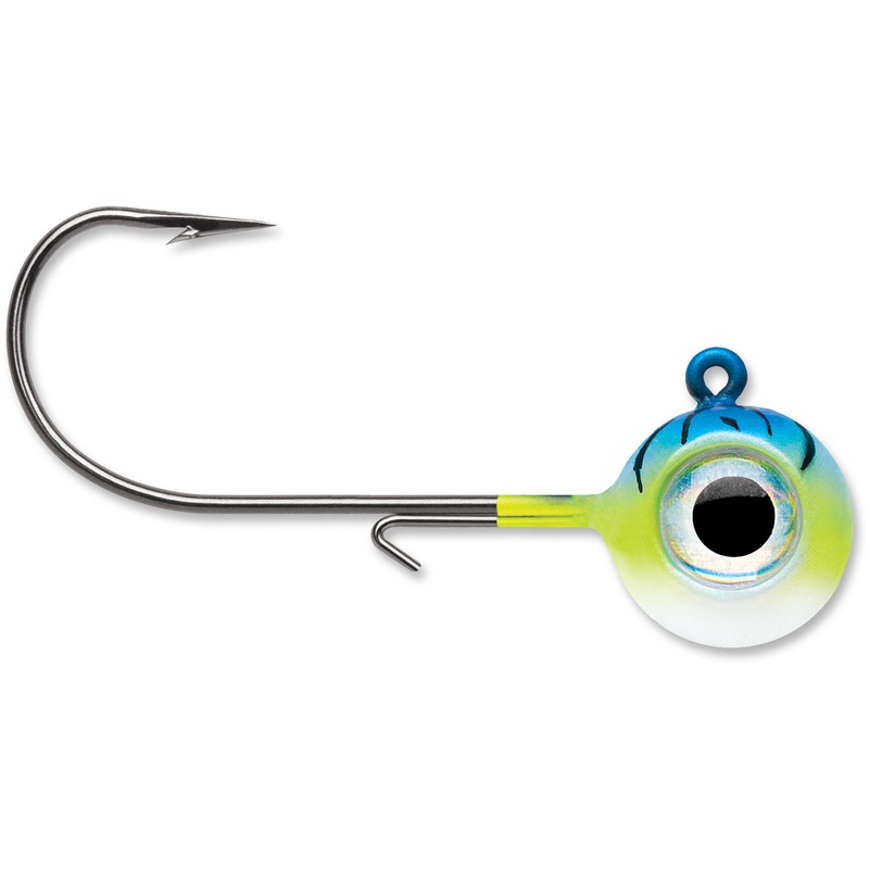 VMC Neon Moon Eye Ultralight Jigheads Blue Fire UV 1/16 oz – 2 pack