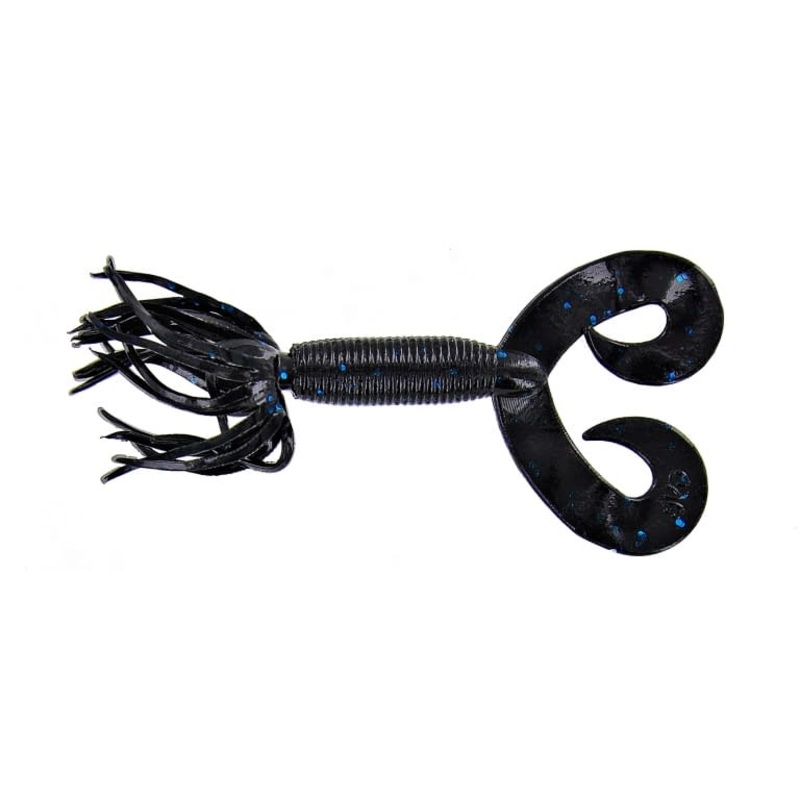 Yamamoto 2.5″ Double Tail Hula Grub / Black W/Blue Flake