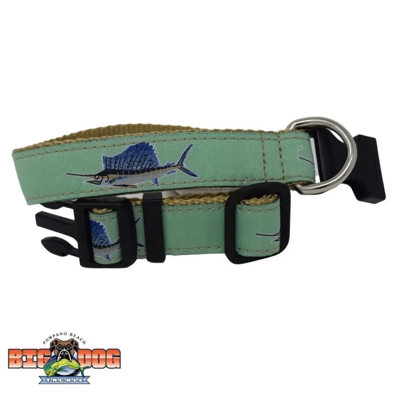 DOG COLLAR NYLON SAILFISH SEAFOAM / TAN M