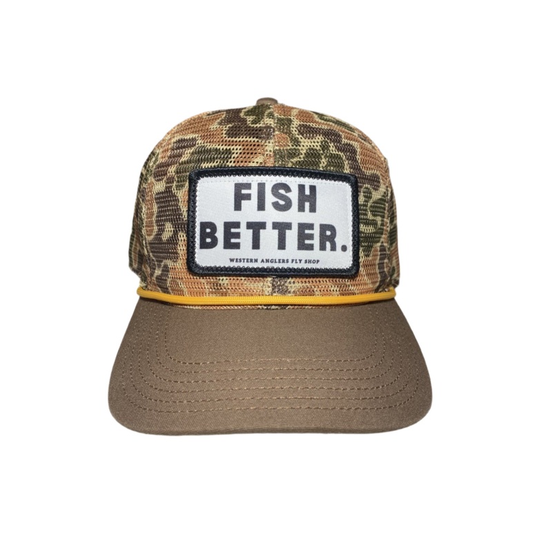 Fish Better – Western Anglers – Meshy Camo – Hat Brown Duck Camo