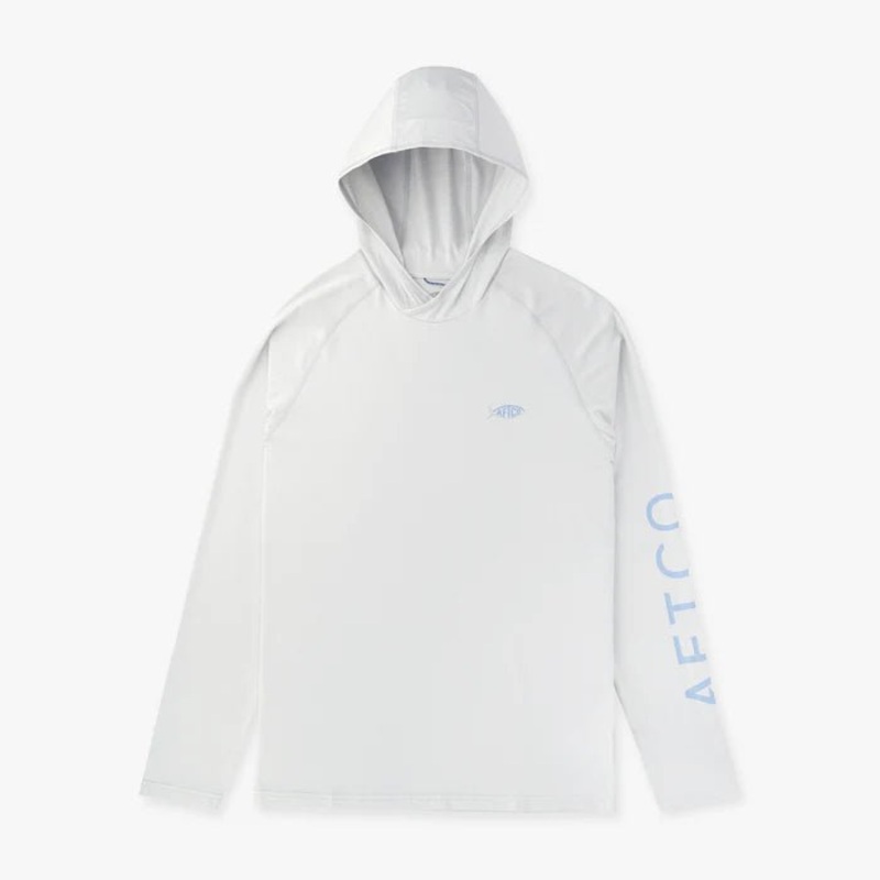 Aftco Samurai Sun Protection Hoodie Shirt Medium Sea sponge Heather