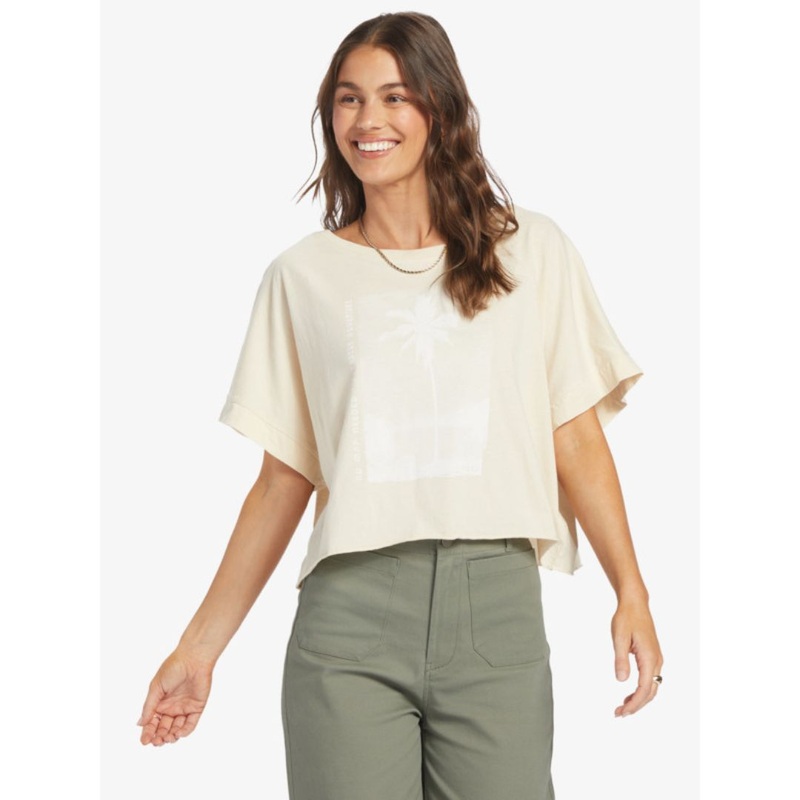 ROXY MAP PALM T-SHIRT TAPIOCA L