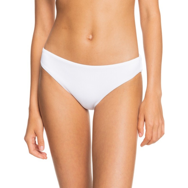 ROXY LOVE THE COMBER RIB HIPSTER BIKINI BOTTOMS BRIGHT WHITE XS