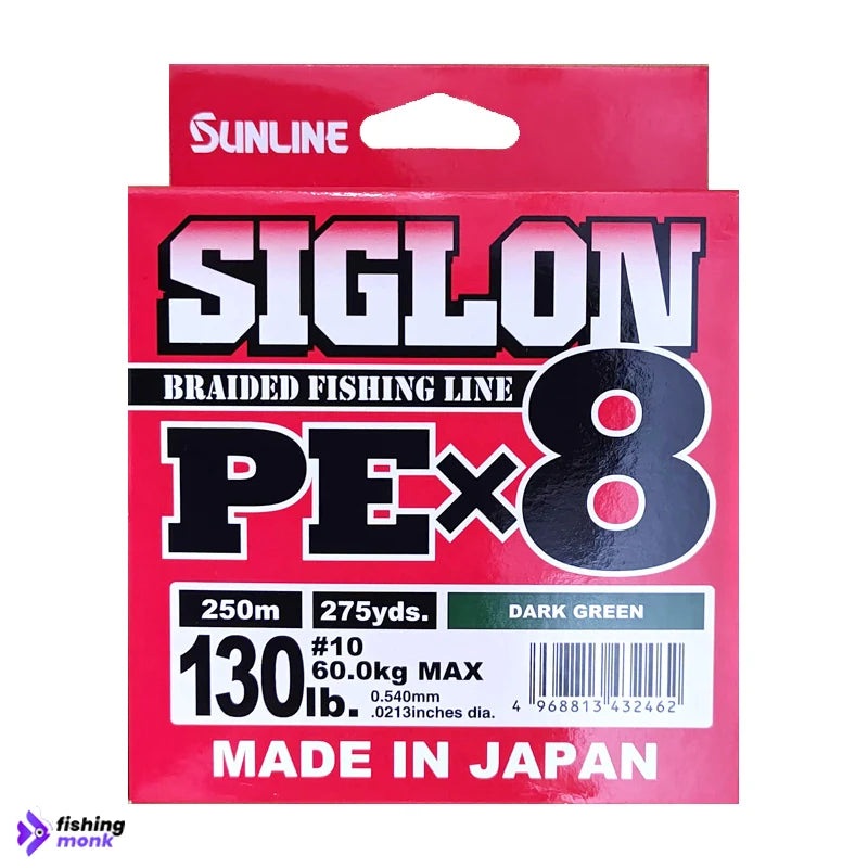Sunline Siglon PE X8 Braided Fishing Line | 130lb | 250mtr 130lb. – 60.0kg | 0.540mm Dark Green 250mtr