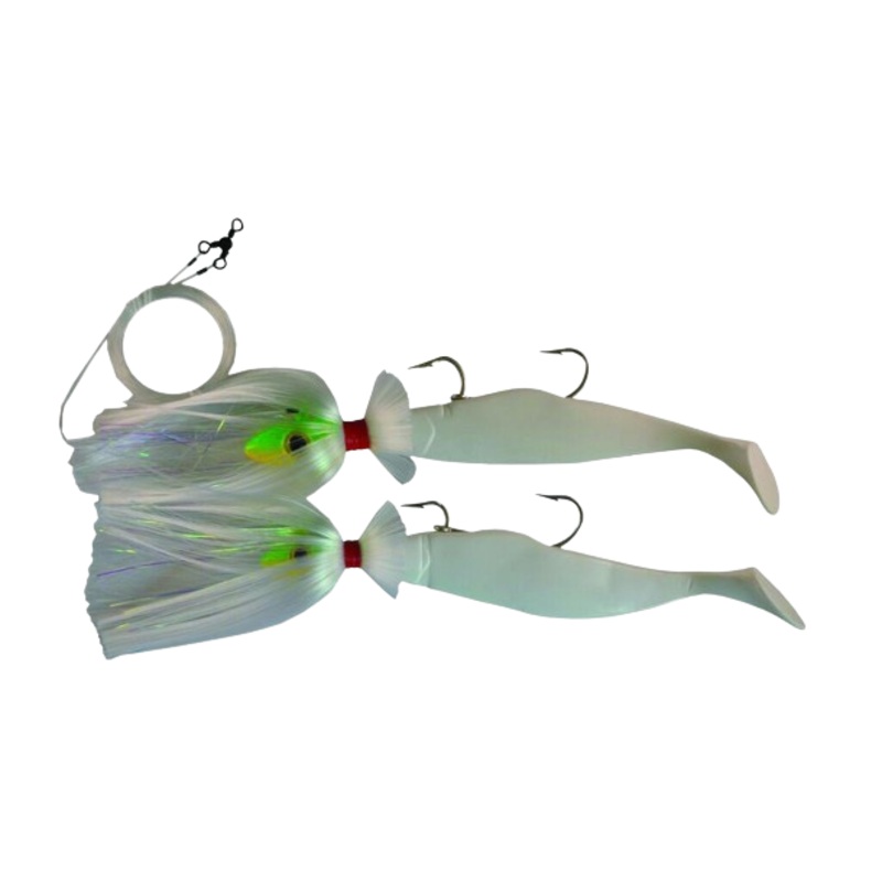 Blue Water Candy Parachute Rig, 9″, 8 oz/4 oz, White on John Deere Shad