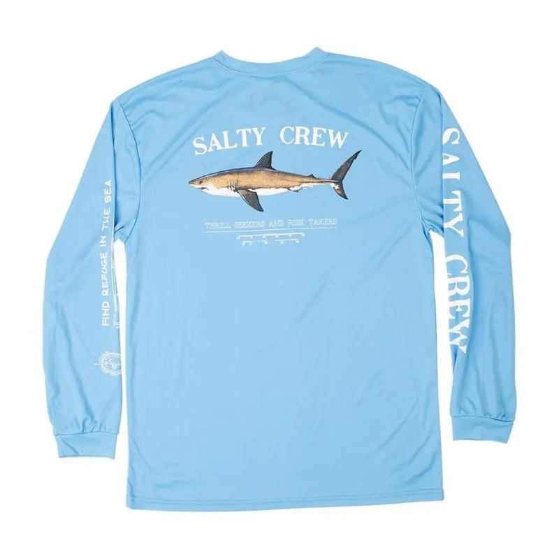 SALTY CREW BRUCE L/S TECH COLUMBIA BLUE 2XL