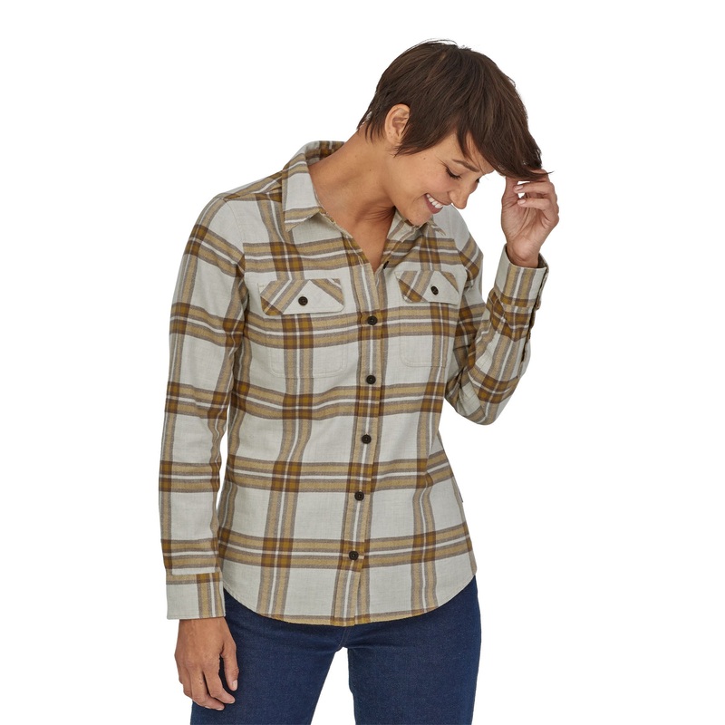 Patagonia W’s L/S Midweight Fjord Flannel Shirt Ice Fjord: Fox Red / IFFR XS