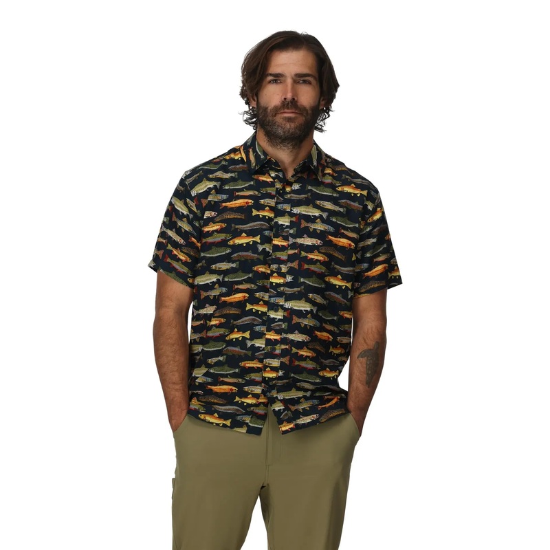 Simms M’s Tailout SS Shirt – Natural Trout Parade S